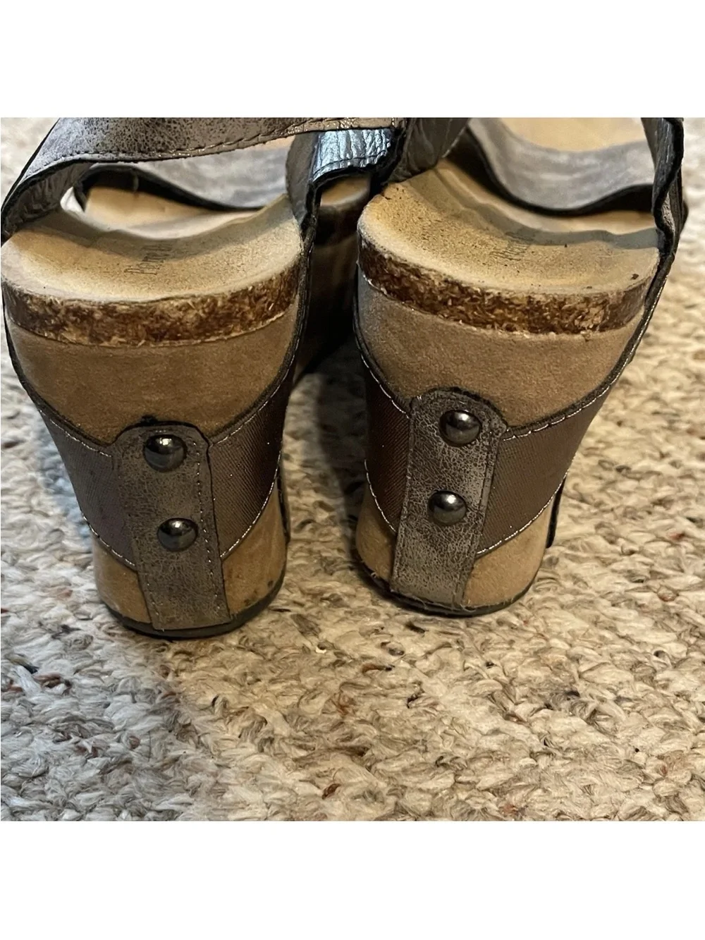 Pierre Dumas Hester Platform Wedge Sandals Women's Size 7.5 Pewter
